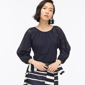 NWT JCREW Long-sleeve eyelet top